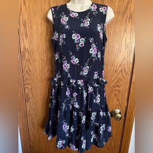 Juicy Couture Multicolor Floral Tiered Silk Dress Knee Length Sleeveless Size 0